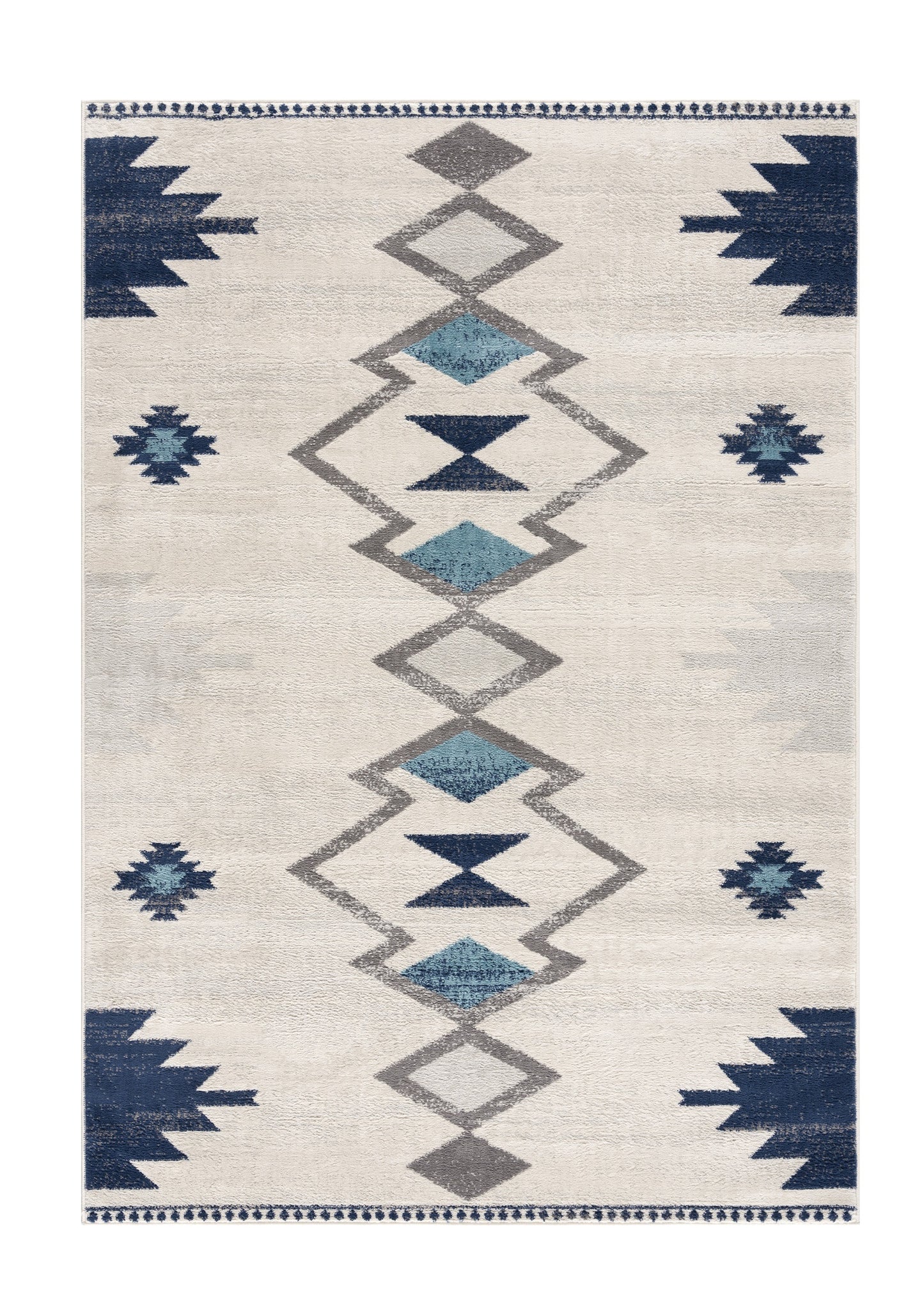 2' X 4' Blue and Ivory Southwestern Area Rug