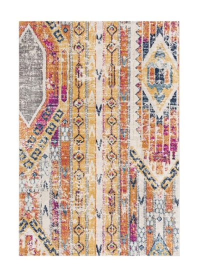 5' X 7' Gold and Ivory Southwestern Area Rug