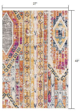 6' X 9' Gold and Ivory Southwestern Area Rug