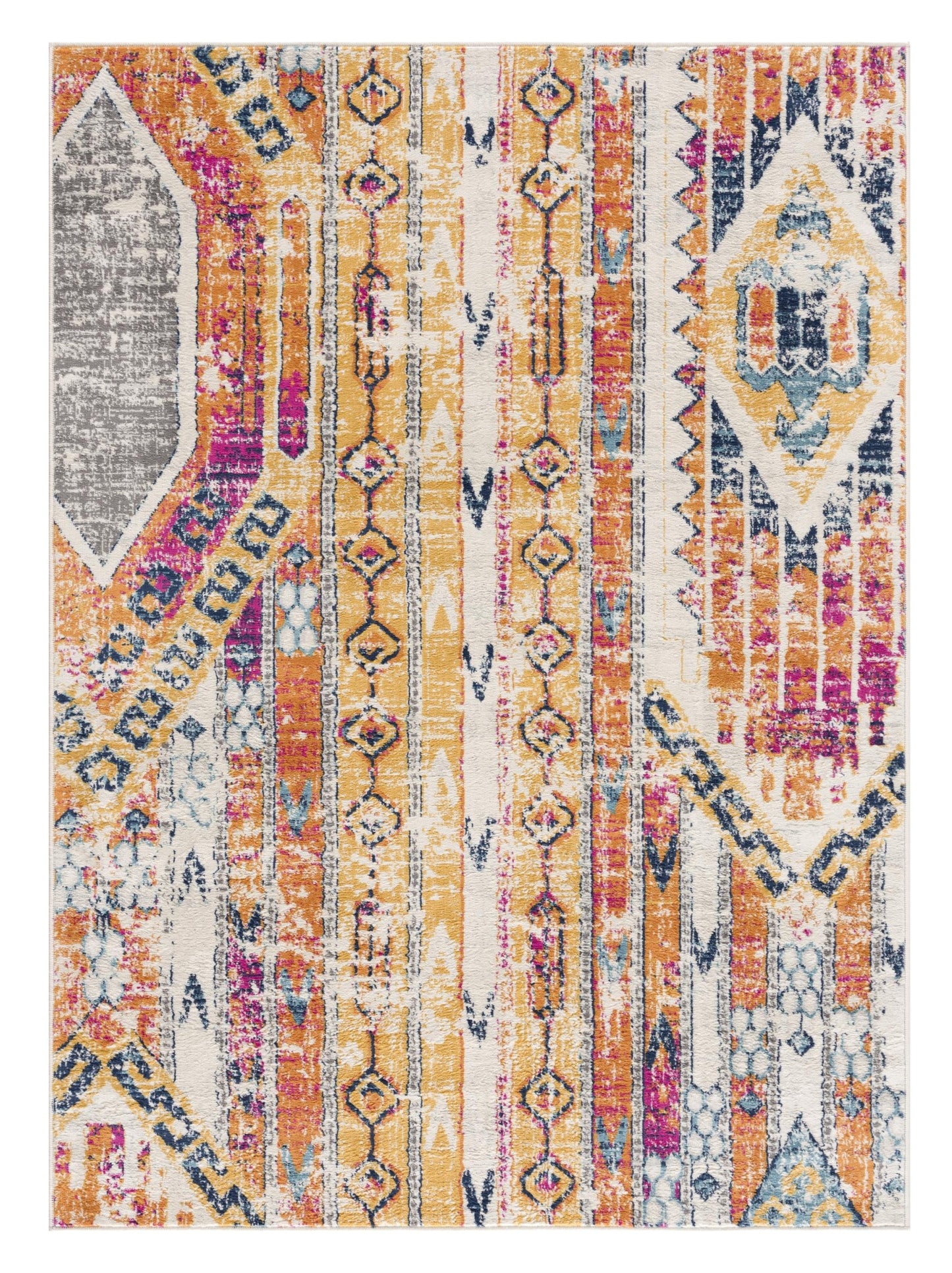 6' X 9' Gold and Ivory Southwestern Area Rug