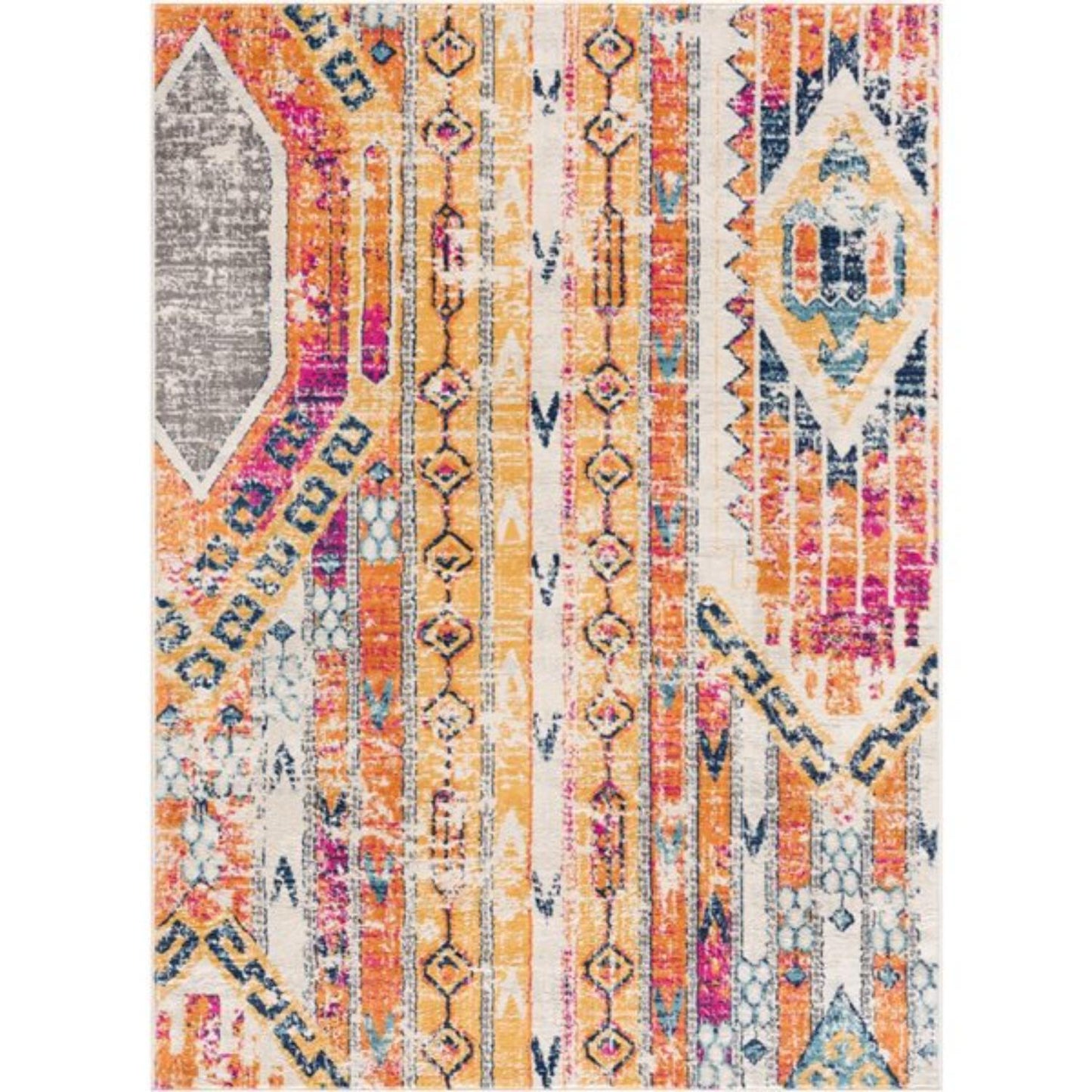 2' X 4' Gold and Ivory Southwestern Area Rug