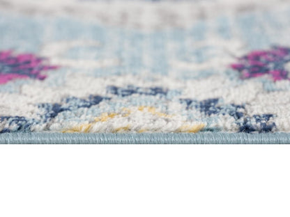 6' X 9' Blue and Ivory Medallion Area Rug