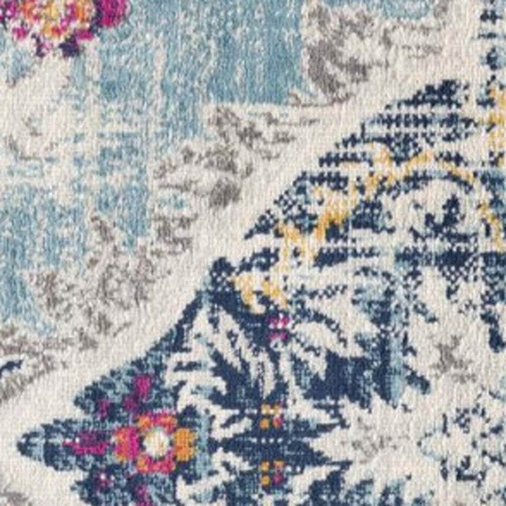 6' X 9' Blue and Ivory Medallion Area Rug