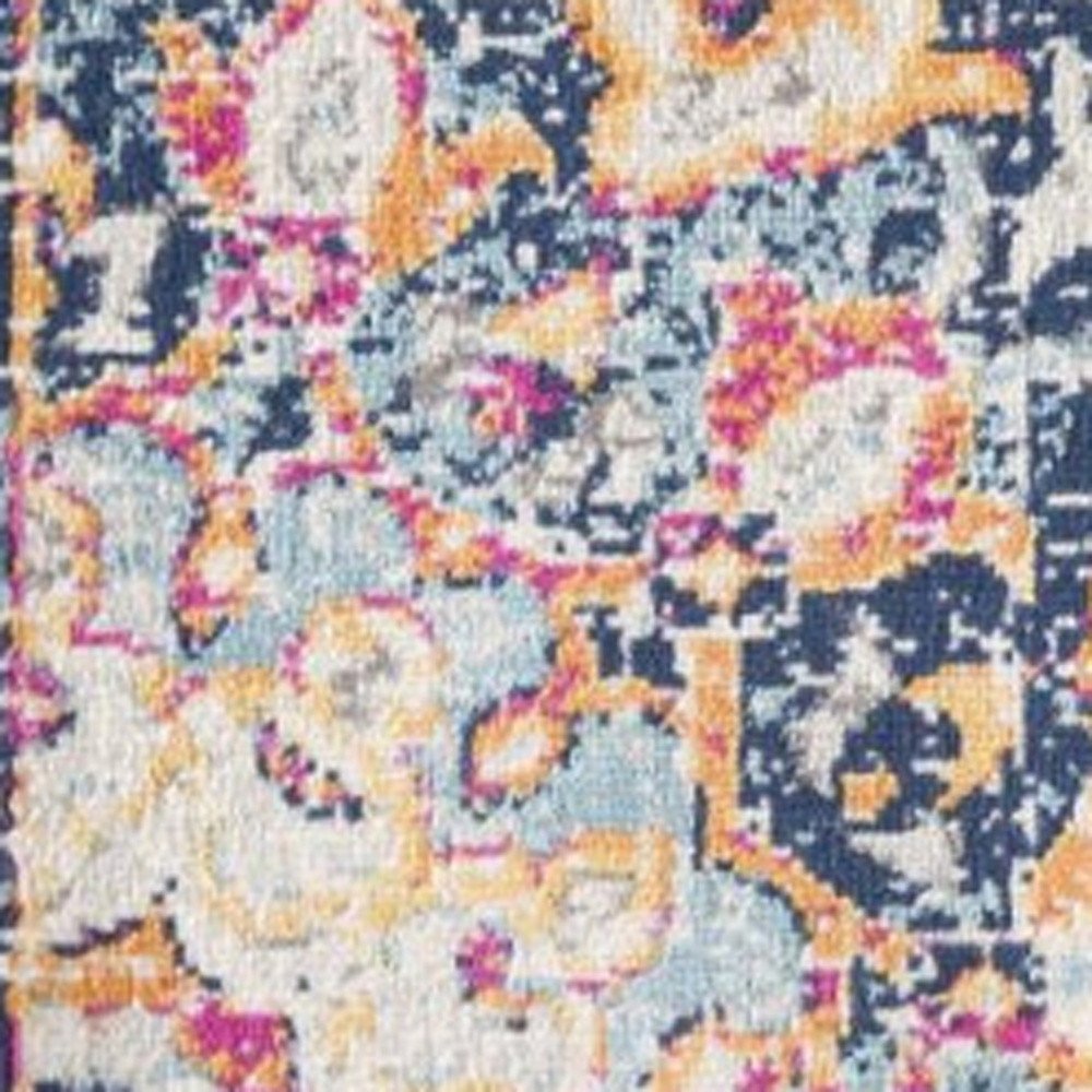 6' X 9' Blue and Beige Medallion Area Rug