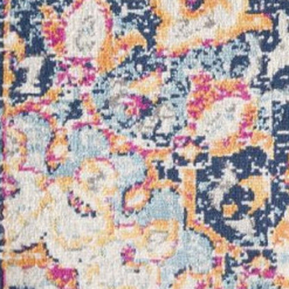 6' X 9' Blue and Beige Medallion Area Rug