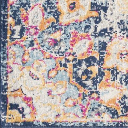 6' X 9' Blue and Beige Medallion Area Rug