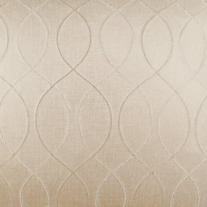 Cream quilted fabric with a raised interlocking teardrop/ogee pattern on a 24 x 24 inch pillow in champagne.