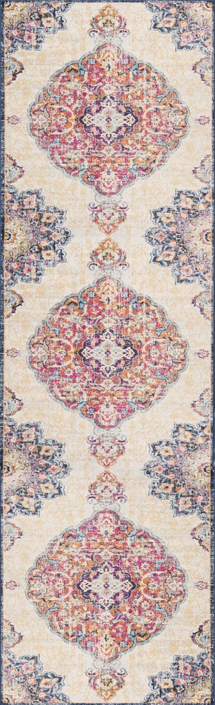 6' X 9' Blue and Beige Medallion Area Rug