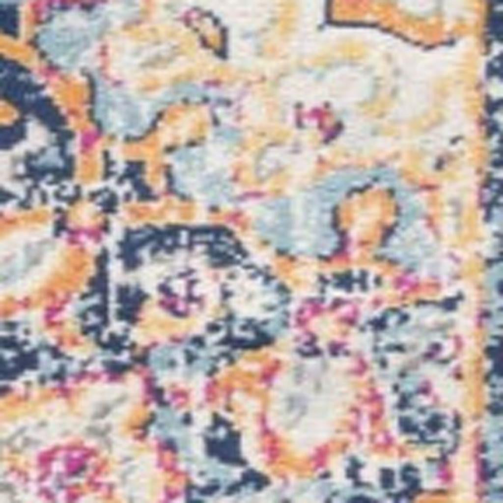 6' X 9' Blue and Beige Medallion Area Rug