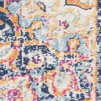 6' X 9' Blue and Beige Medallion Area Rug