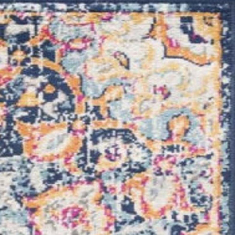 6' X 9' Blue and Beige Medallion Area Rug