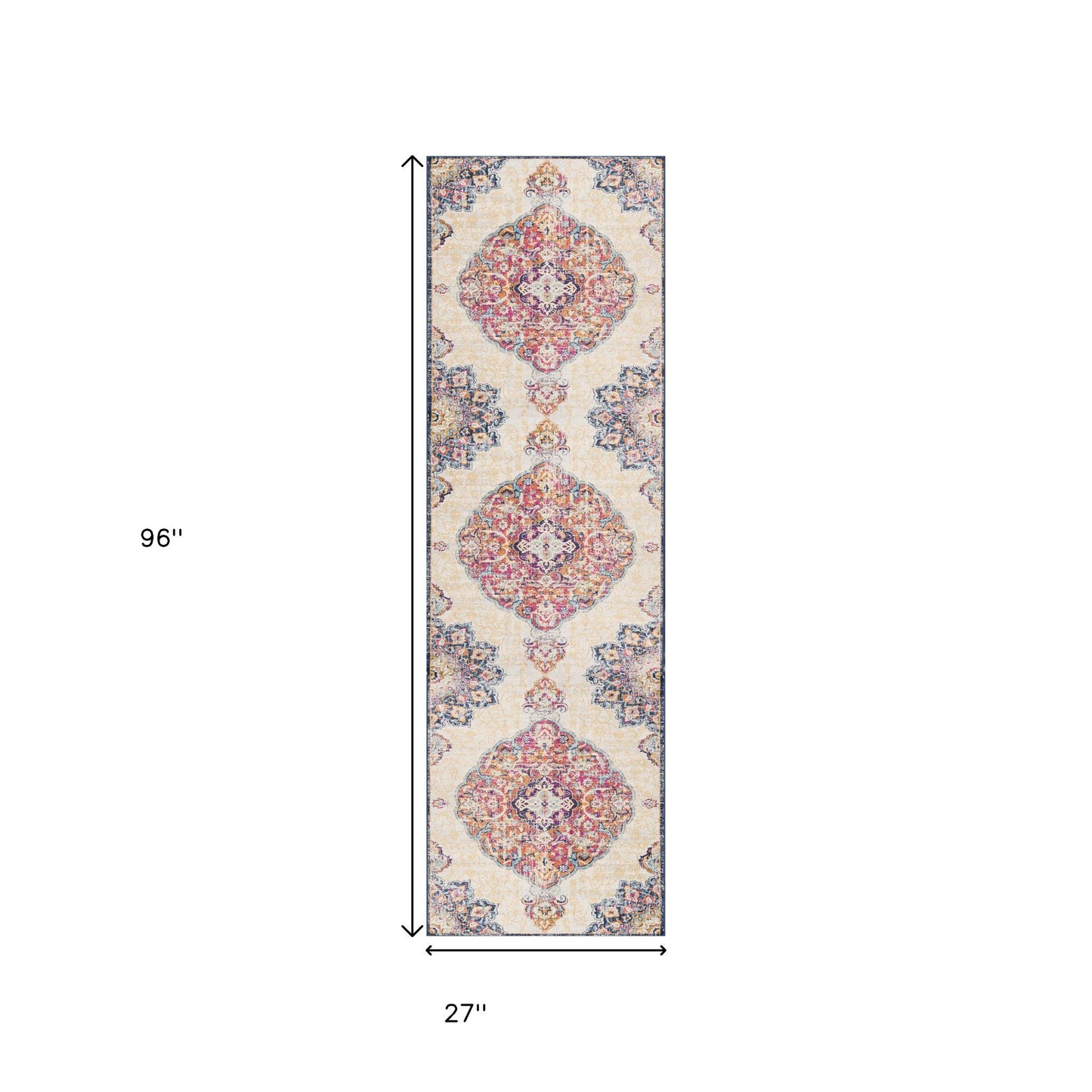 6' X 9' Blue and Beige Medallion Area Rug