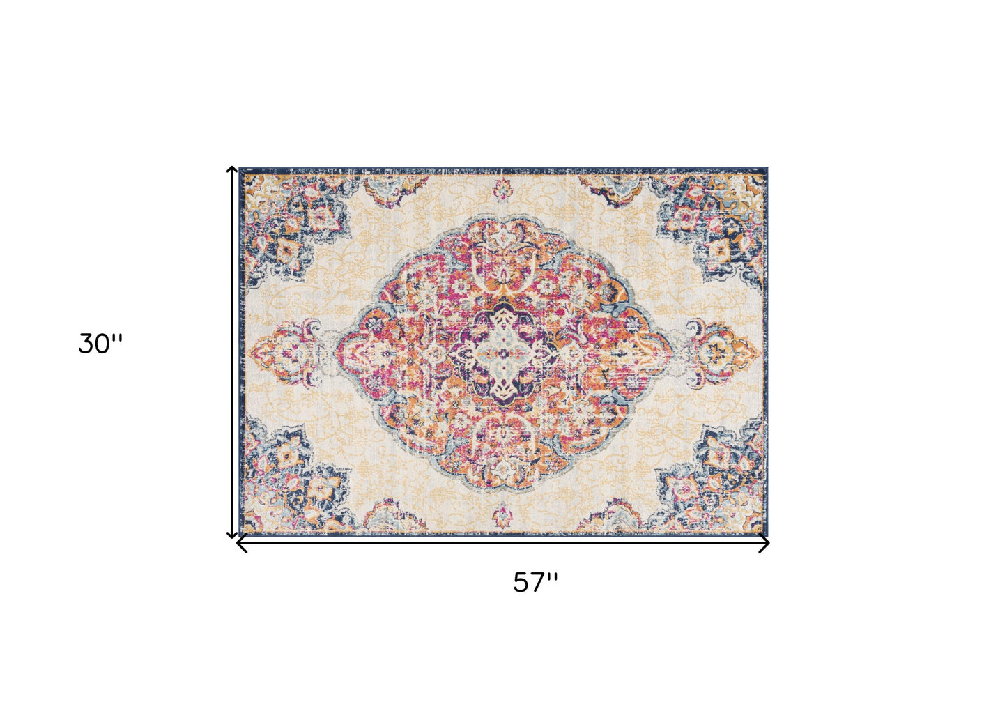 8' X 10' Blue and Beige Medallion Area Rug