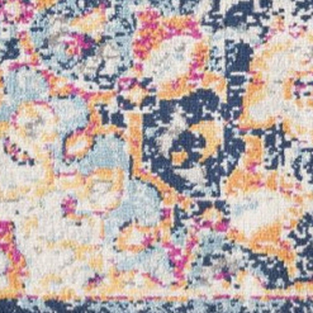 8' X 10' Blue and Beige Medallion Area Rug