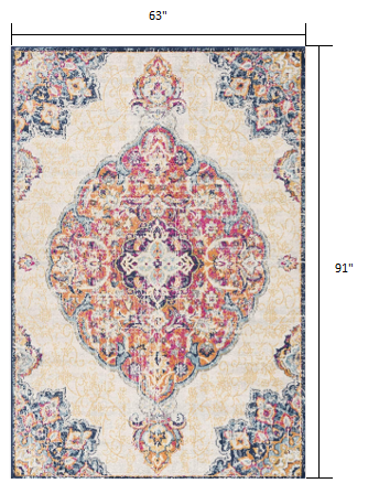 8' X 10' Blue and Beige Medallion Area Rug