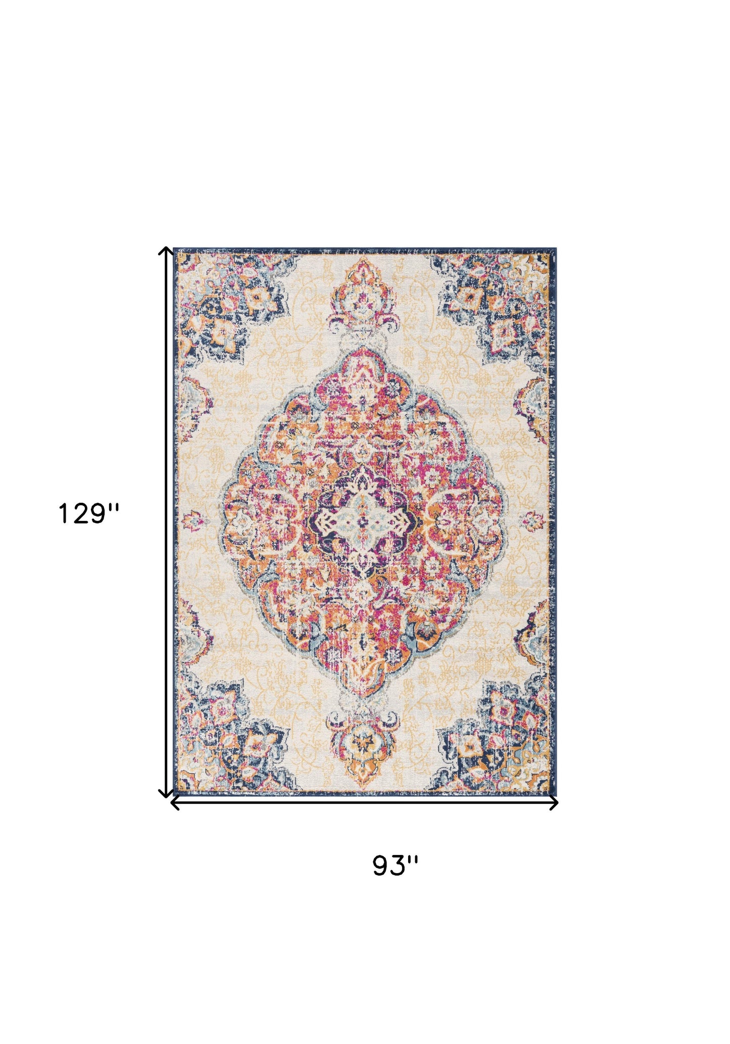 8' X 10' Blue and Beige Medallion Area Rug