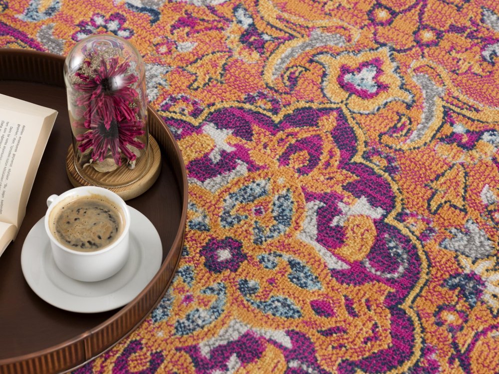 5' X 8' Rustic Orange Medallion Area Rug