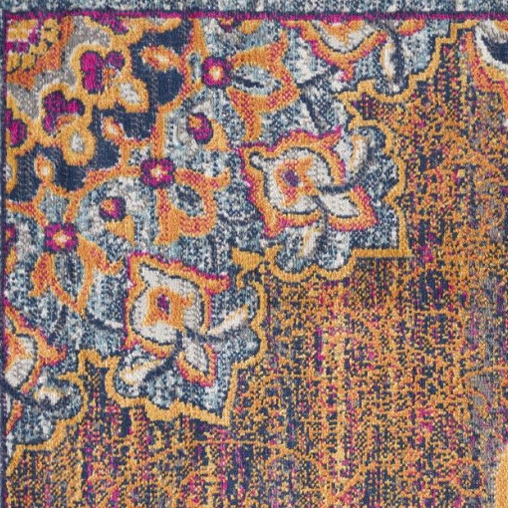 5' X 8' Rustic Orange Medallion Area Rug