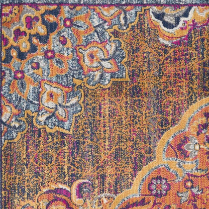 8' X 11' Rustic Orange Medallion Area Rug