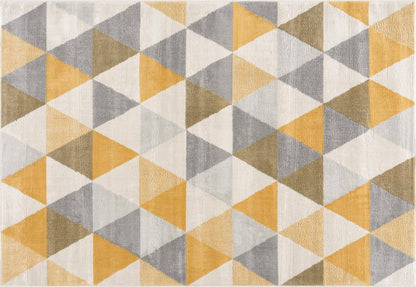 12' X 18' Yellow Geometric Washable Non Skid Area Rug