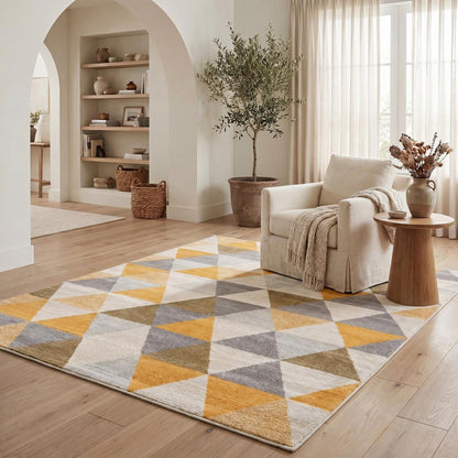12' X 18' Yellow Geometric Washable Non Skid Area Rug