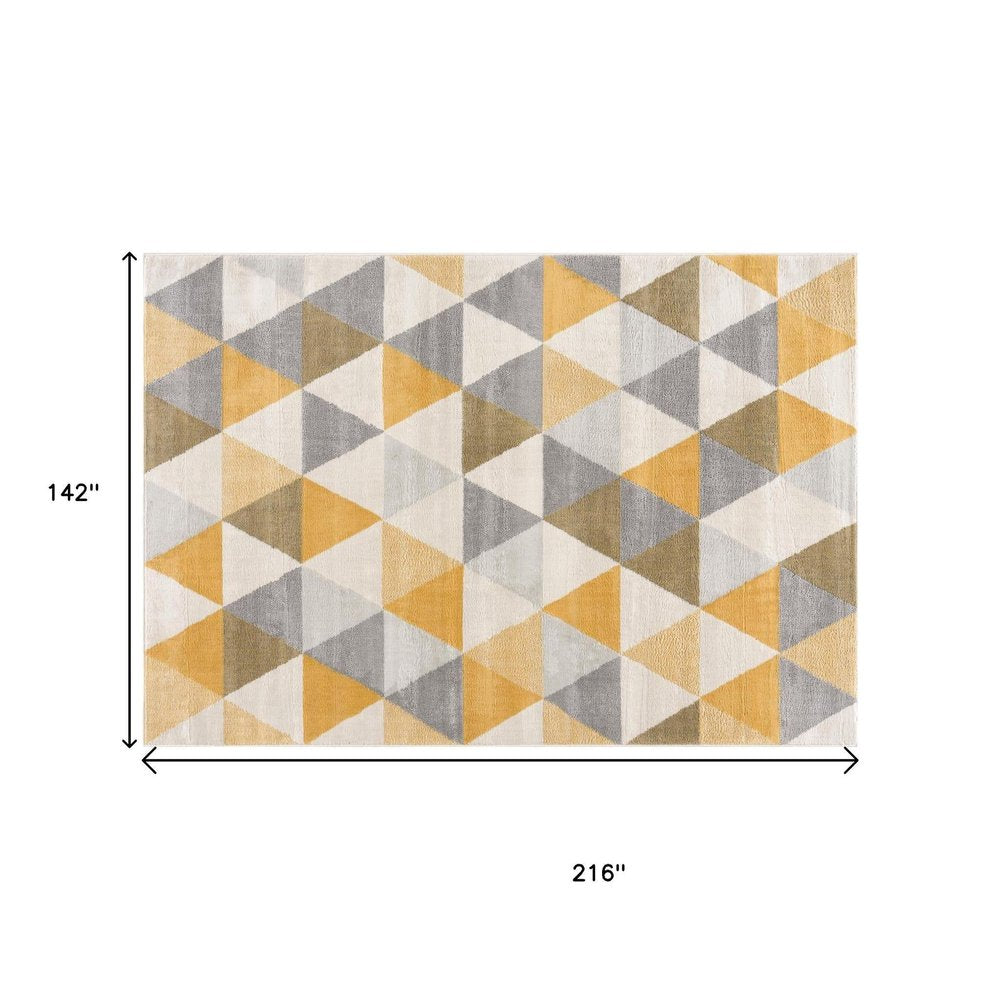 12' X 18' Yellow Geometric Washable Non Skid Area Rug