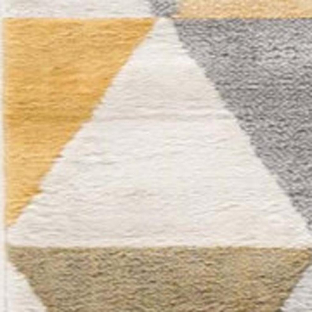 4' X 6' Yellow and Ivory Geometric Area Rug