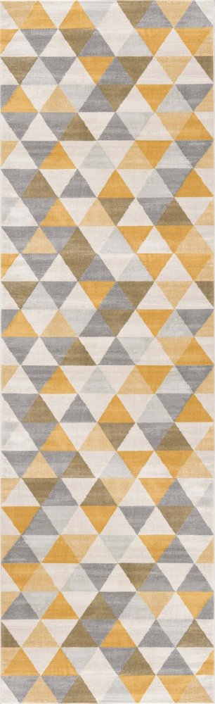 5' X 7' Yellow and Ivory Geometric Area Rug