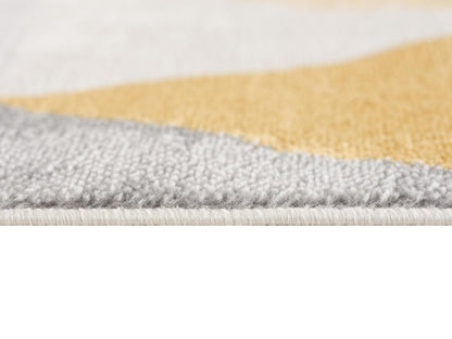 6' Yellow And Ivory Geometric Runner Rug