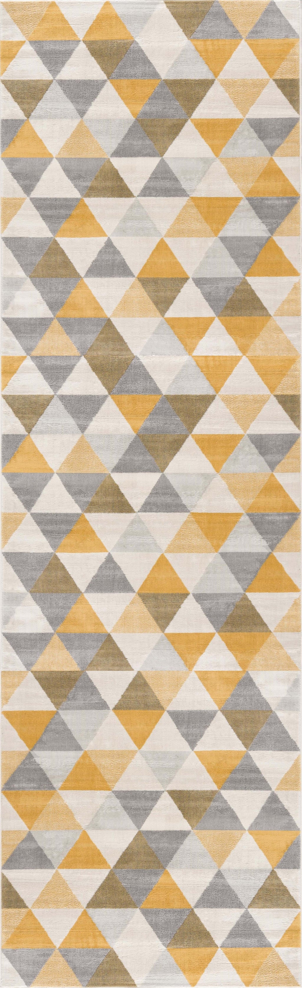 10' Runner Yellow and Ivory Geometric Runner Rug