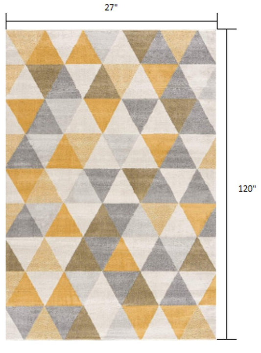 3' X 5' Yellow and Ivory Geometric Area Rug