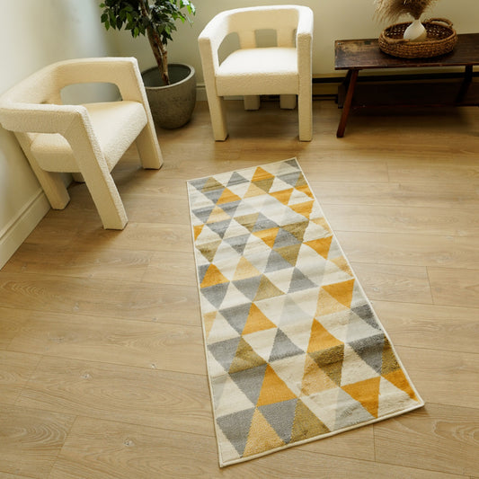 6' X 9' Yellow and Ivory Geometric Area Rug