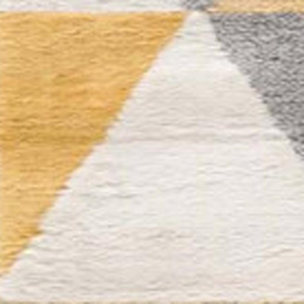 2' X 5' Yellow and Ivory Geometric Area Rug