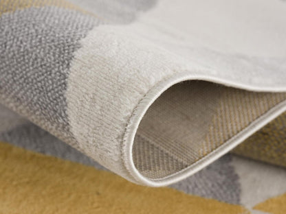 6' Yellow And Ivory Geometric Runner Rug