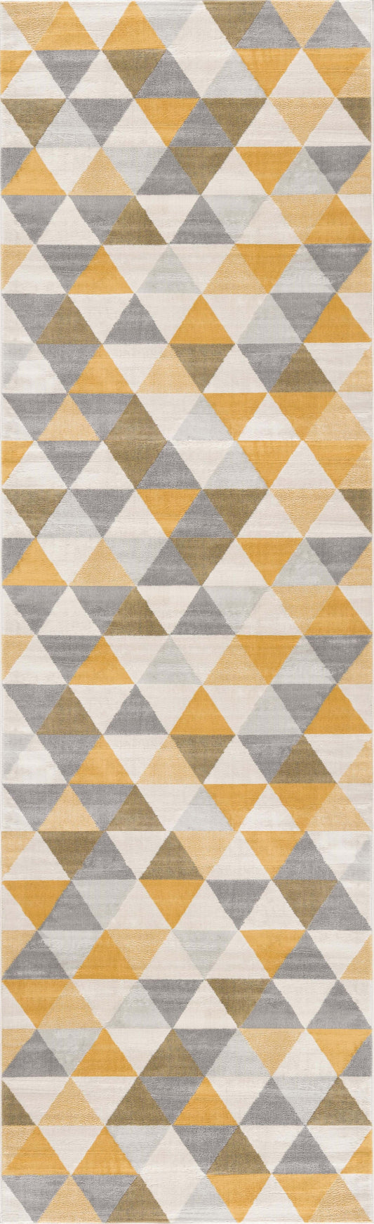 2' X 5' Yellow and Ivory Geometric Area Rug