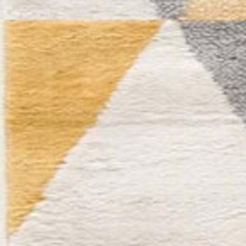 2' X 5' Yellow and Ivory Geometric Area Rug