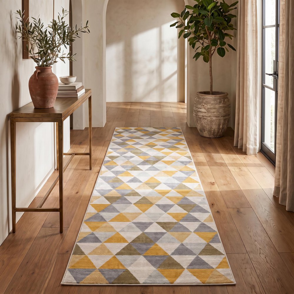 3' X 5' Yellow and Ivory Geometric Area Rug