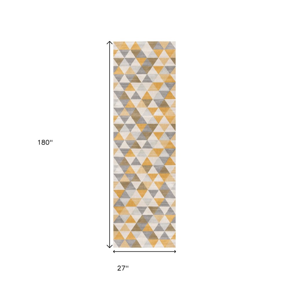 3' X 5' Yellow and Ivory Geometric Area Rug