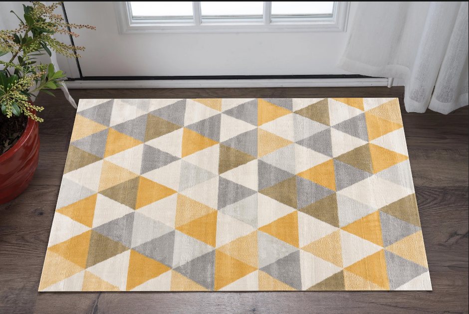 10' Runner Yellow and Ivory Geometric Runner Rug