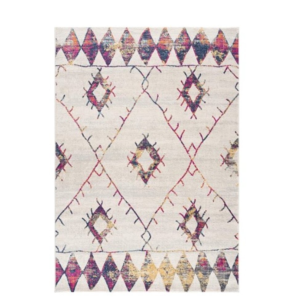 5' X 8' Cream Damask Area Rug