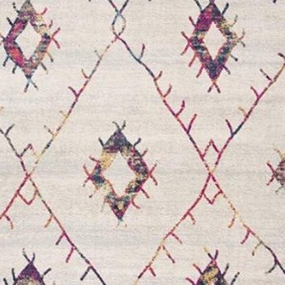 2' X 5' Cream Damask Area Rug