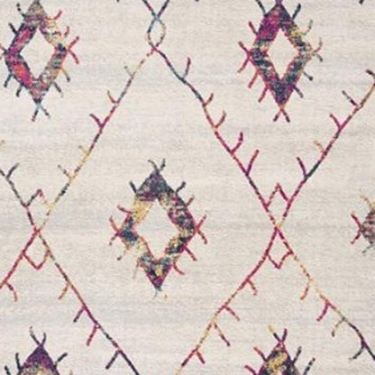 5' X 8' Cream Damask Area Rug