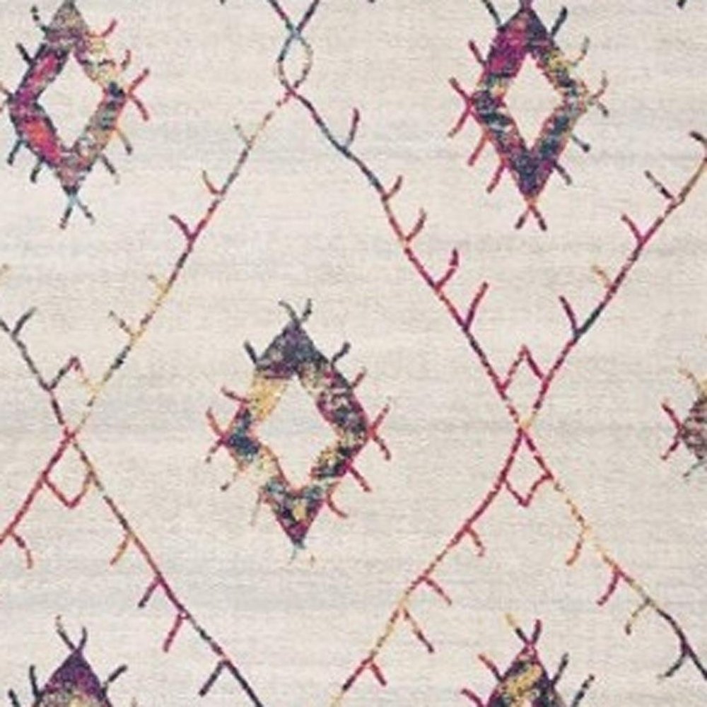 2' X 5' Cream Damask Area Rug