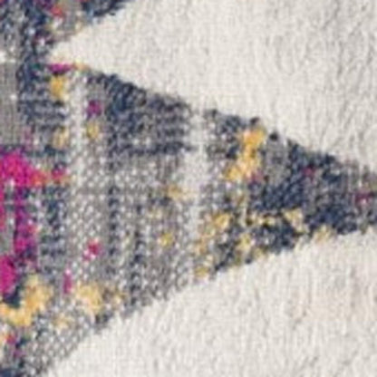 2' X 5' Cream Damask Area Rug