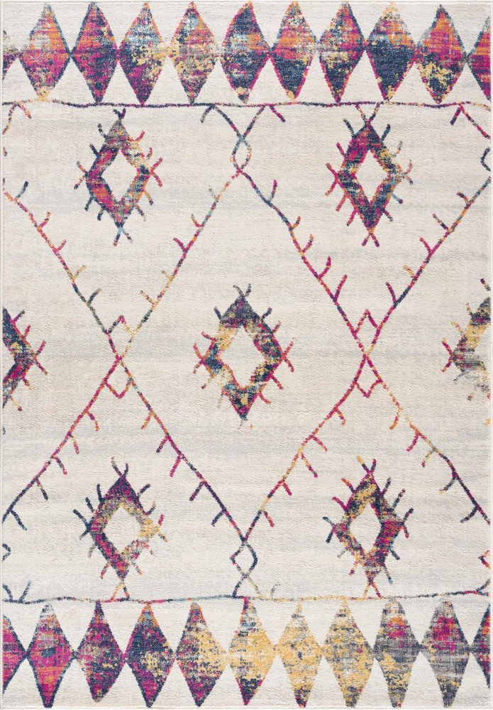 2' X 4' Cream Damask Area Rug