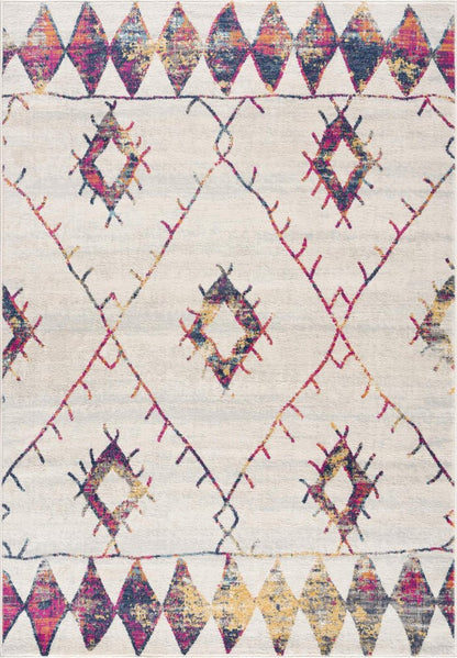 2' X 4' Cream Damask Area Rug