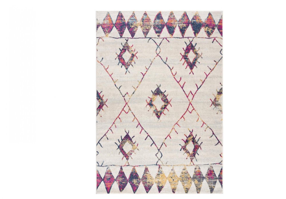 4' X 6' Cream Damask Area Rug