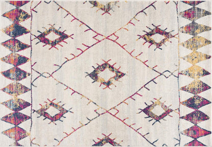 5' X 8' Cream Damask Area Rug