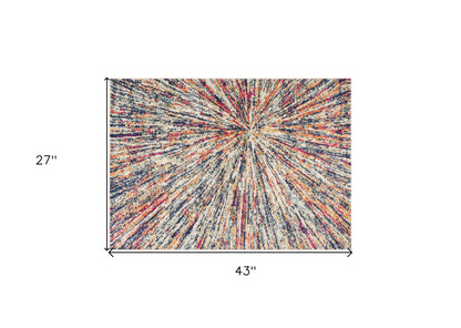 5' X 8' Cream Celestial Burst Abstract Area Rug