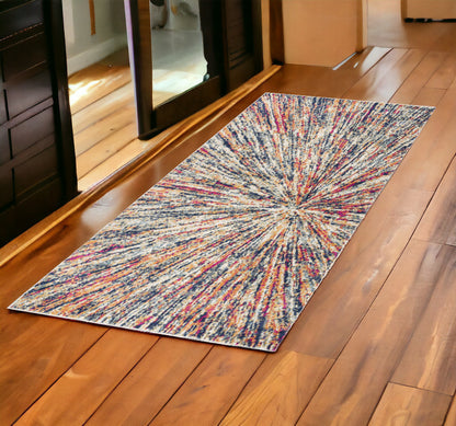 5' X 8' Cream Celestial Burst Abstract Area Rug